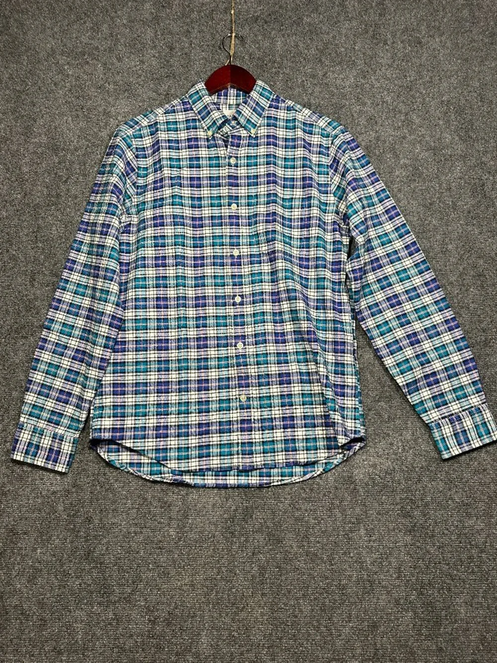 GAP Shirt Mens Small Blue Plaid Cotton Button Down Pocket Long Sleeve